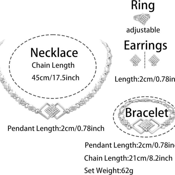 Gold Jewelry Sets for Women 18K Gold/Silver Filled Jewelry Necklace Set Wedding - Picture 2 of 9